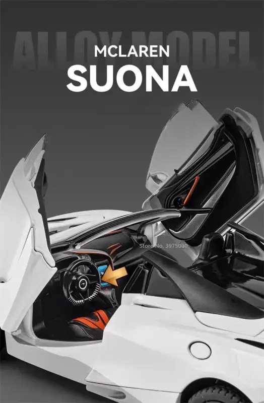 McLaren 720S 1:24 Model Samochodu Metalowy Dźwięk i Światło