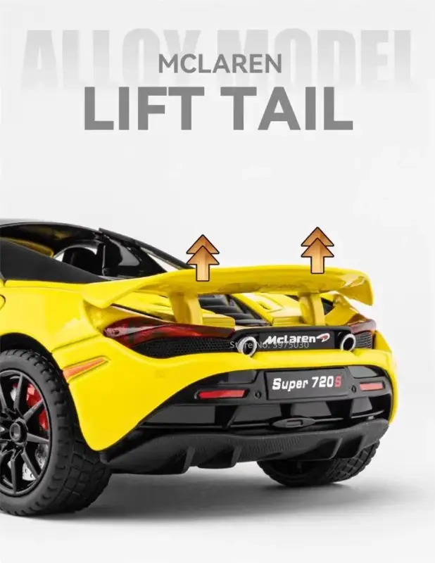 McLaren 720S 1:24 Model Samochodu Metalowy Dźwięk i Światło