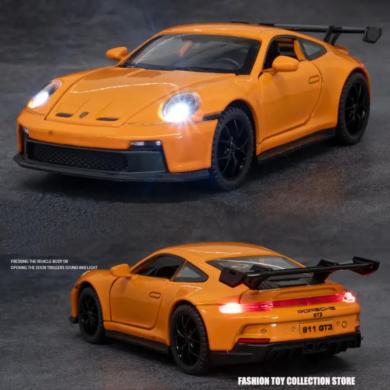 Porsche 911 GT3 1:32 Model Samochodu Metalowy Dźwięk i Światło
