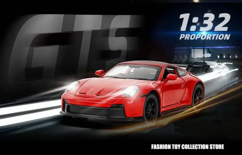 Porsche 911 GT3 1:32 Model Samochodu Metalowy Dźwięk i Światło