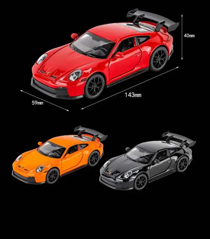Porsche 911 GT3 1:32 Model Samochodu Metalowy Dźwięk i Światło