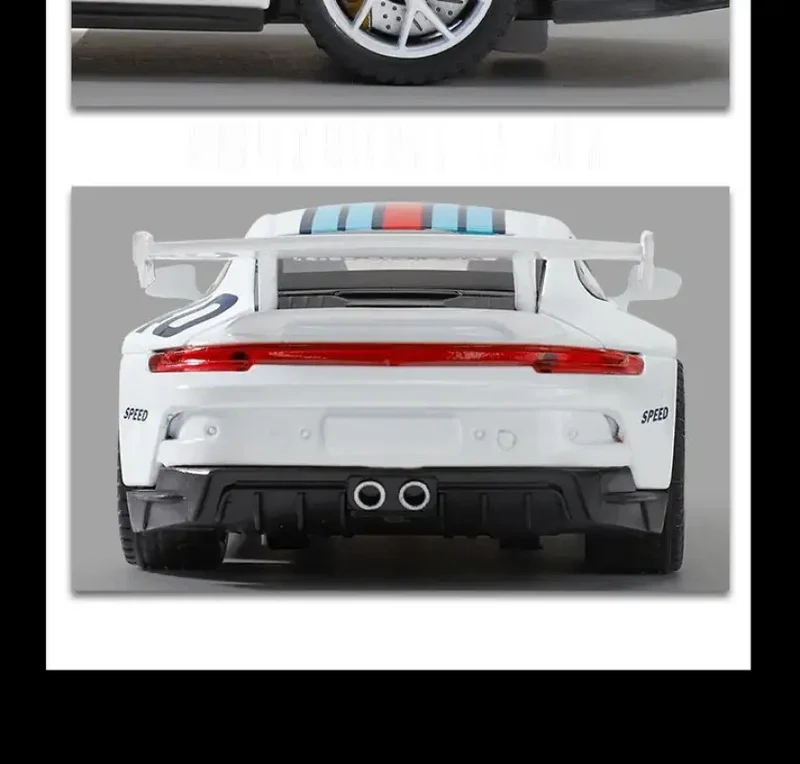 Porsche 911 GT3 1:32 Model Samochodu Metalowy Dźwięk i Światło