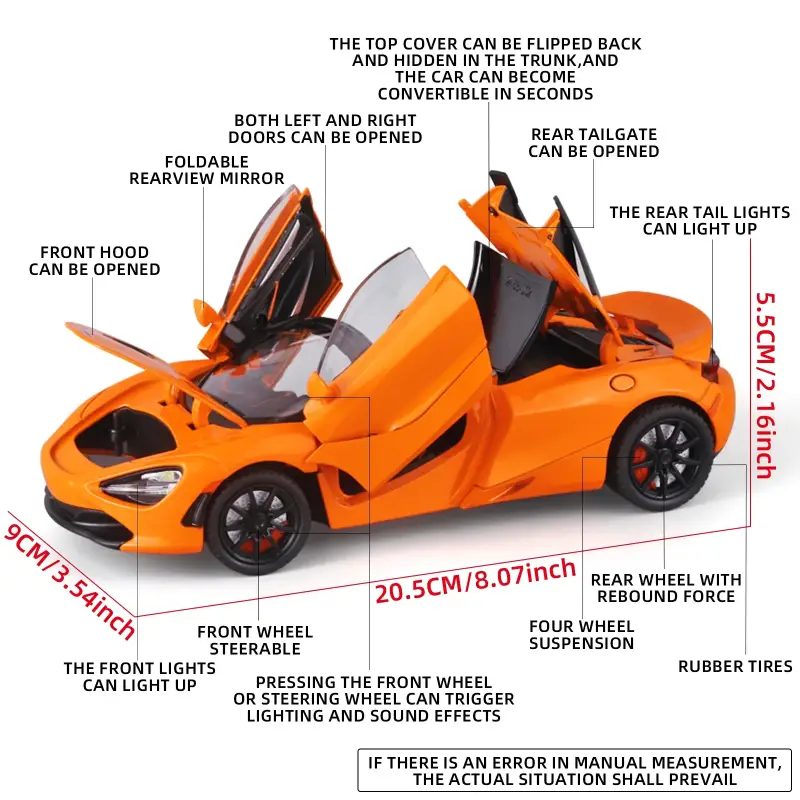 McLaren 720S 1:24 Model Samochodu Metalowy
