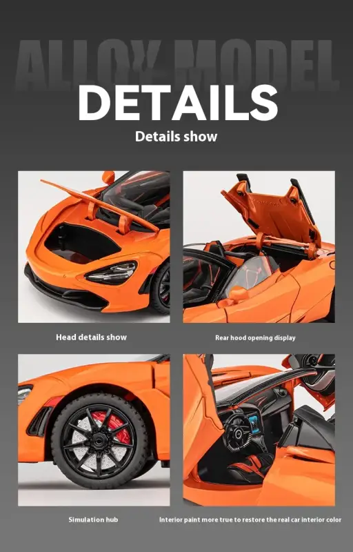 McLaren 720S 1:24 Model Samochodu Metalowy