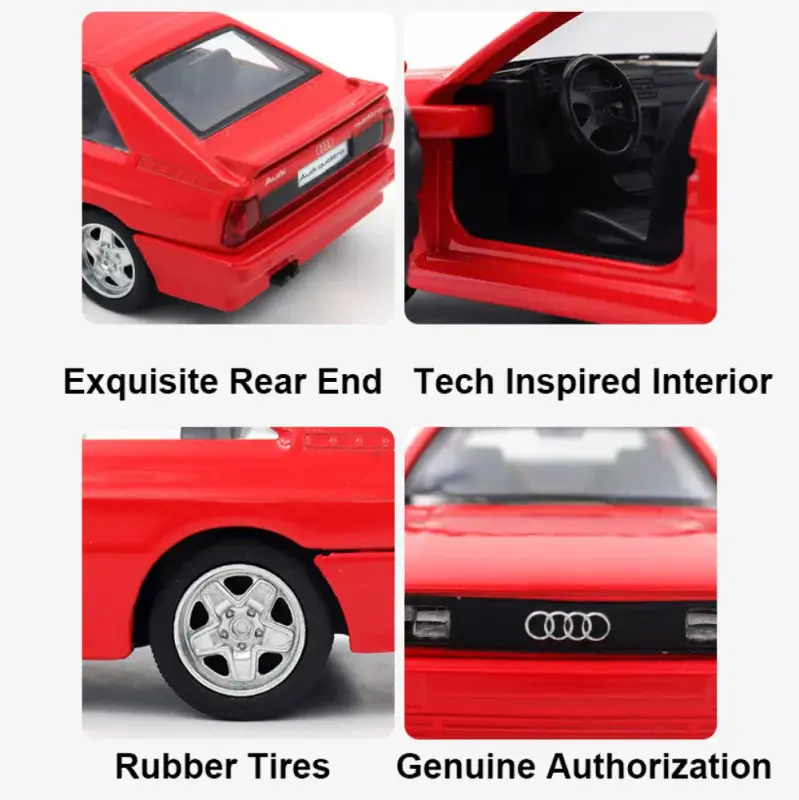 Audi Quattro 1980 1:36 Model Samochodu Metalowy Otwierane Drzwi