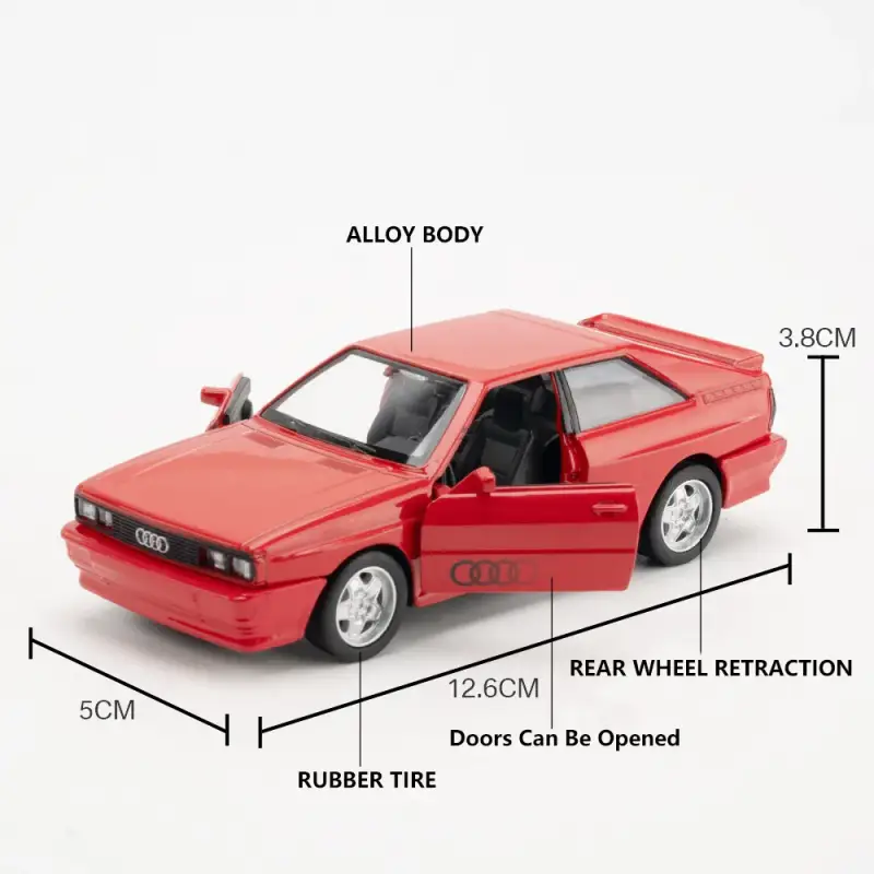 Audi Quattro 1980 1:36 Model Samochodu Metalowy Otwierane Drzwi
