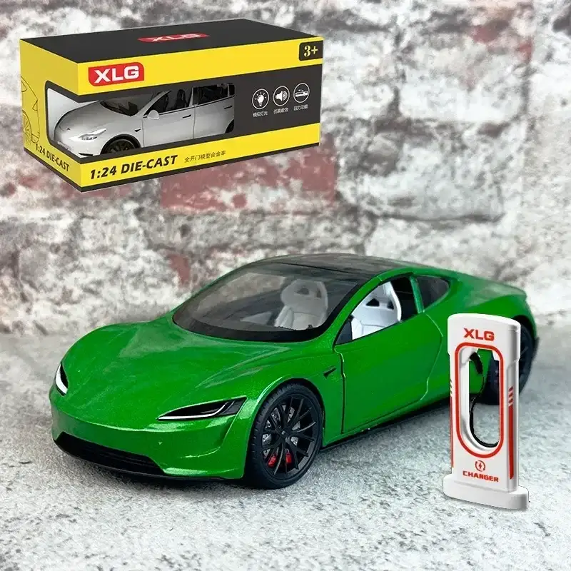 Tesla Roadster 1:24 Model Samochodu Metalowy Dźwięk