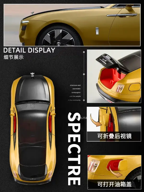 Rolls-Royce Spectre 1:24 Model Samochodu Metalowy Dźwięk i Światło