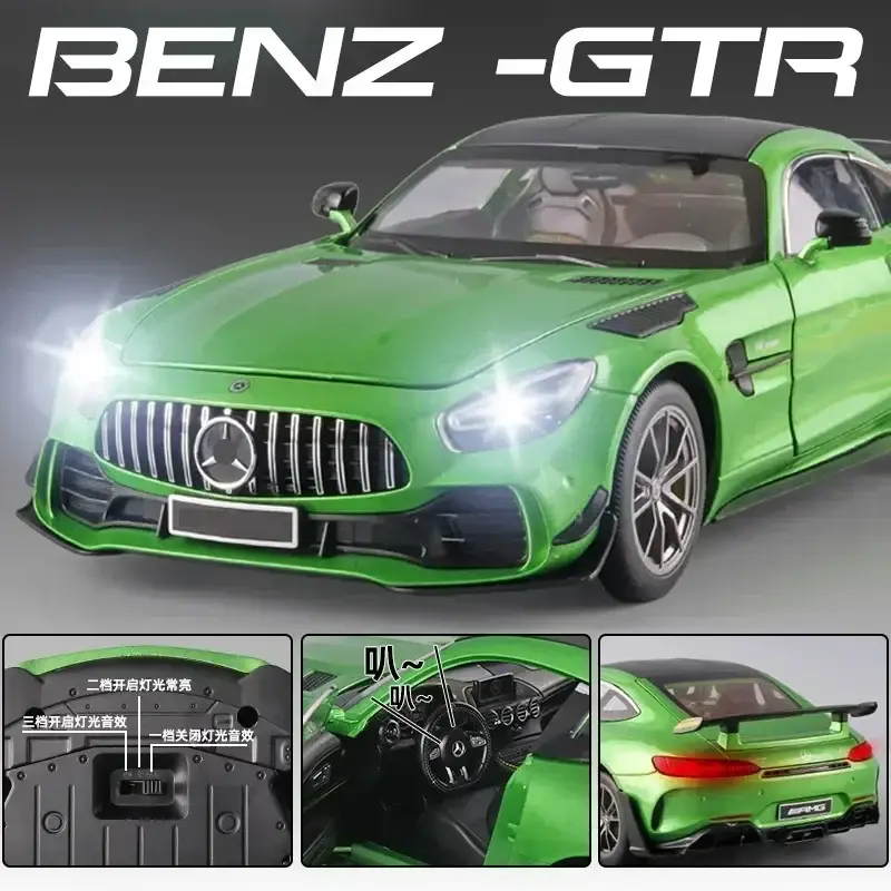 Mercedes-AMG GTR 1:18 Model Samochodu Metalowy Dźwięk i Światło
