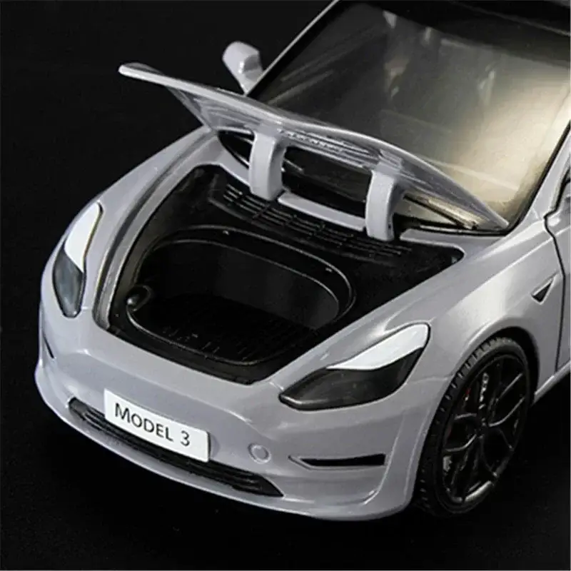 Tesla Model 3 Model Y 1:24 Model Samochodu Metalowy Dźwięk i Światło