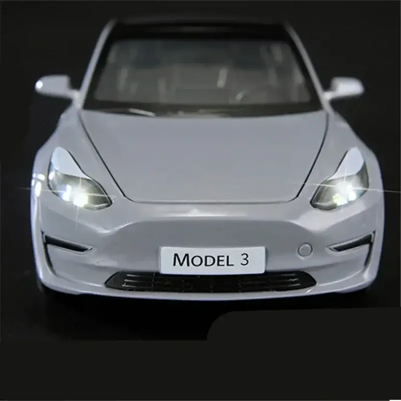 Tesla Model 3 Model Y 1:24 Model Samochodu Metalowy Dźwięk i Światło