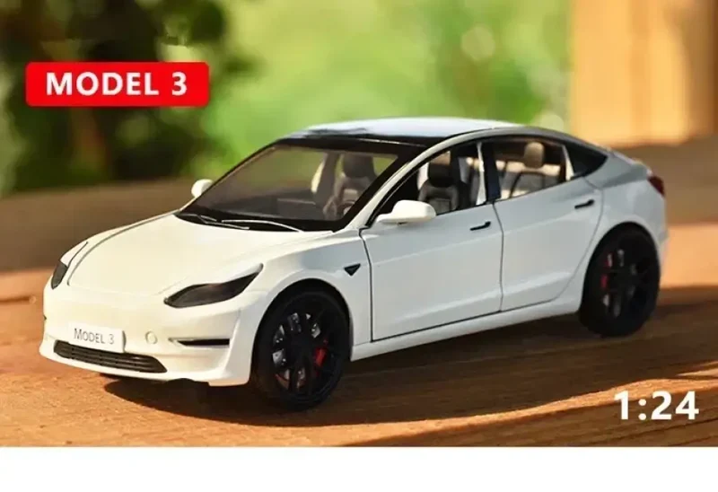 Tesla Model 3 Model Y 1:24 Model Samochodu Metalowy Dźwięk i Światło
