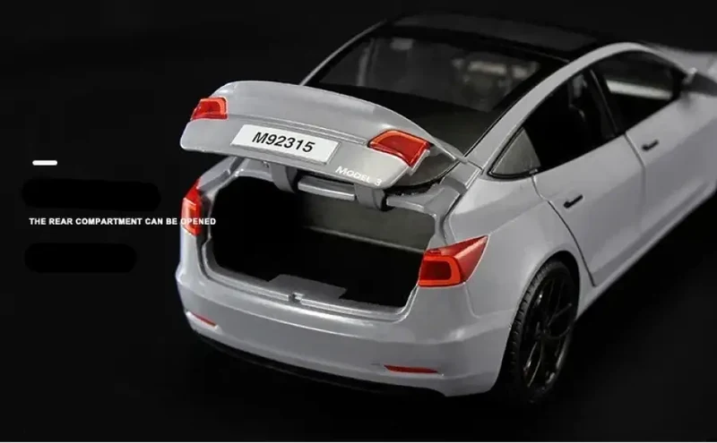 Tesla Model 3 Model Y 1:24 Model Samochodu Metalowy Dźwięk i Światło