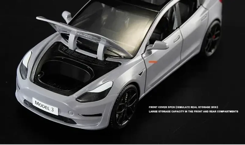 Tesla Model 3 Model Y 1:24 Model Samochodu Metalowy Dźwięk i Światło