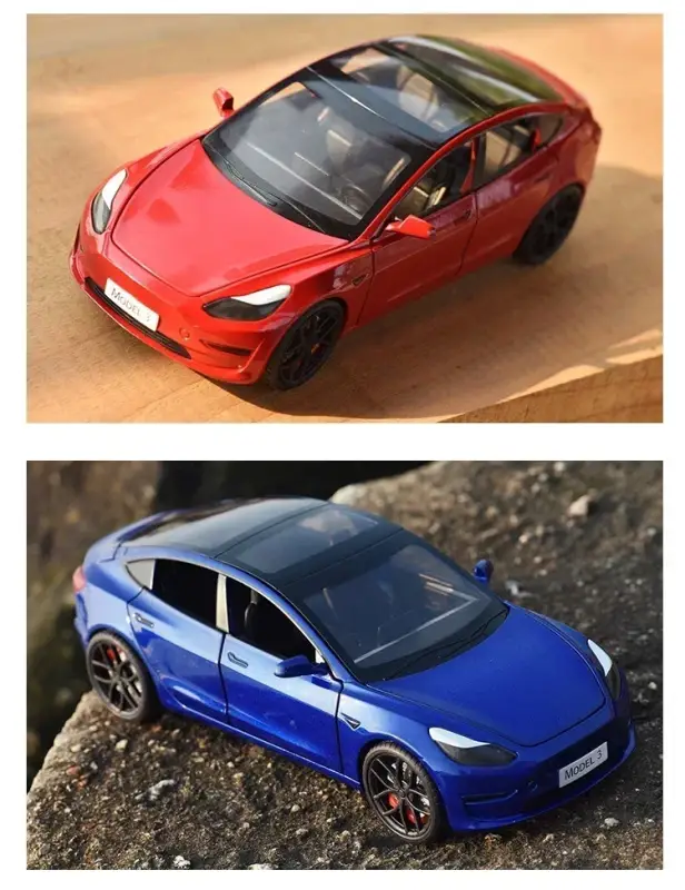 Tesla Model 3 Model Y 1:24 Model Samochodu Metalowy Dźwięk i Światło