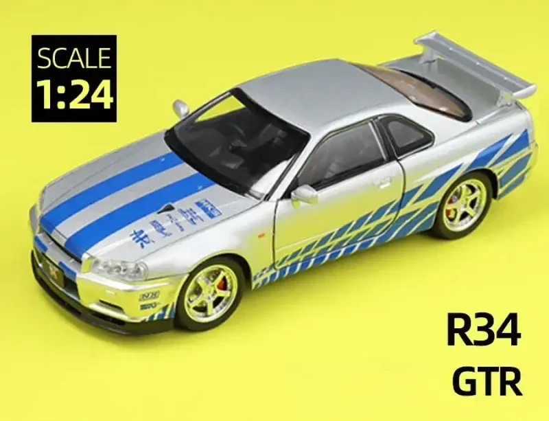 Nissan GTR R34 JDM 1:24 Model Samochodu Metalowy Dźwięk i Światło