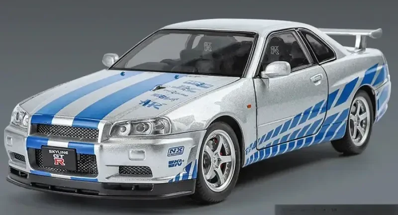 Nissan GTR R34 JDM 1:24 Model Samochodu Metalowy Dźwięk i Światło