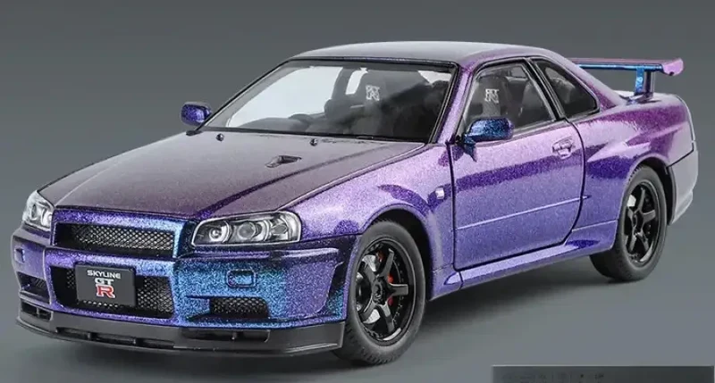 Nissan GTR R34 JDM 1:24 Model Samochodu Metalowy Dźwięk i Światło