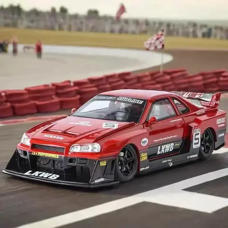 Nissan Skyline GTR R34 S15 1:24 Model Samochodu Metalowy Dźwięk i Światło