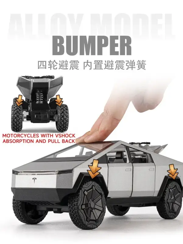 Tesla Cybertruck 1:24 Model Samochodu Metalowy