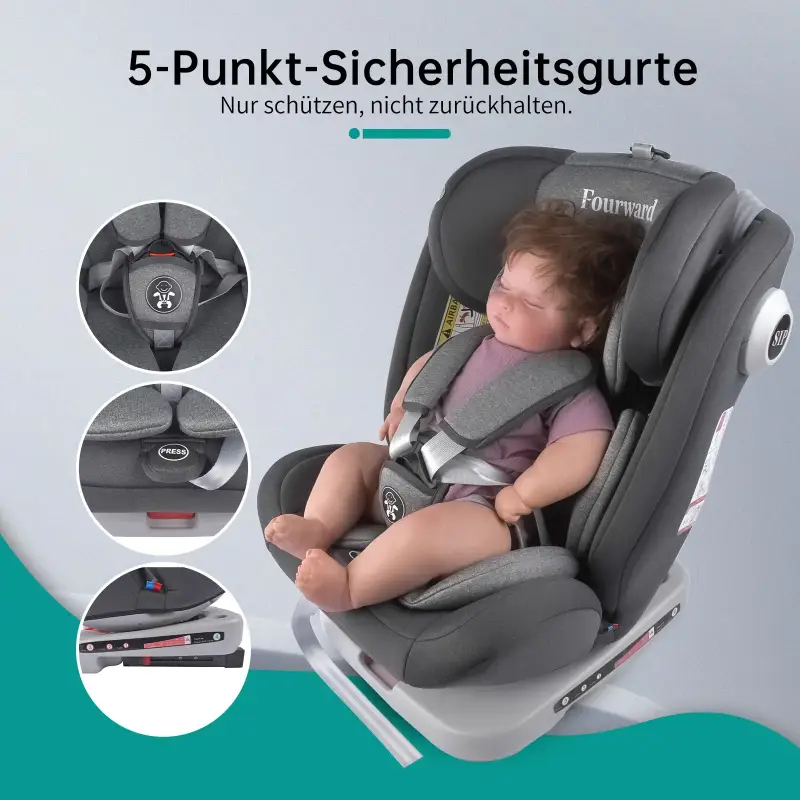 Fotelik Samochodowy Dziecięcy 360° ISOFIX 9-36KG Grupa 0-3
