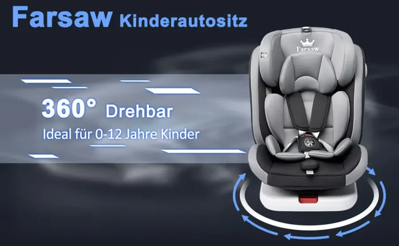 Fotelik Samochodowy 360° Rotacyjny z ISOFIX Grupa 0+1/2/3 9-36 Kg 5-punktowy Pas Bezpieczeństwa