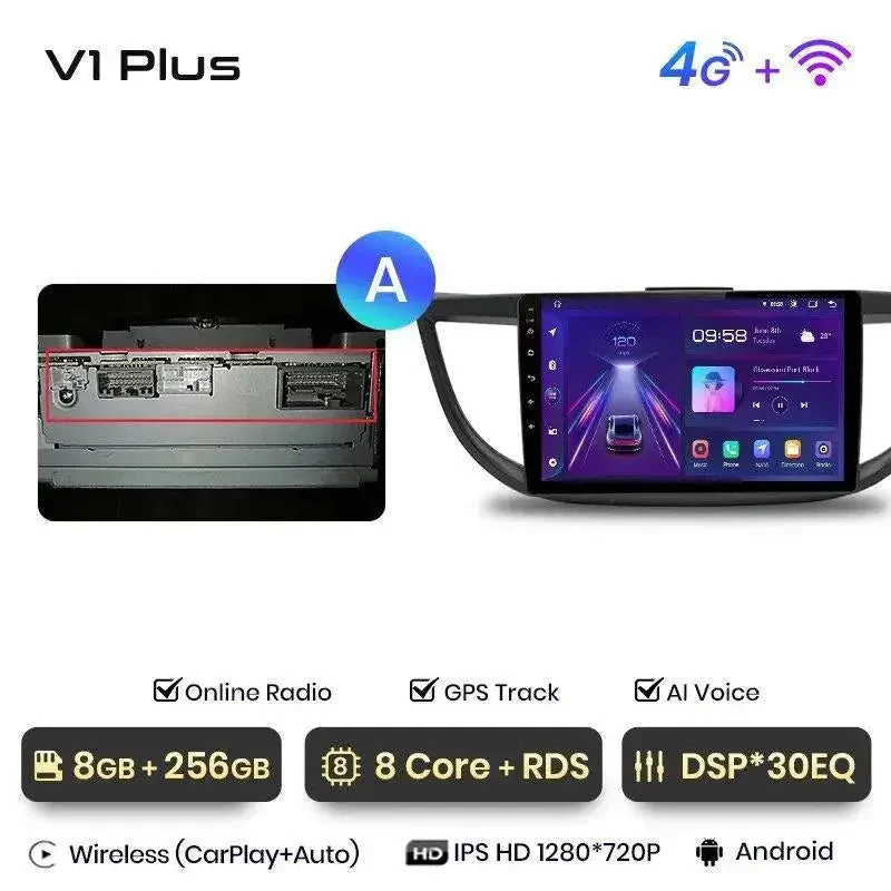 Radio Android do Honda CR-V IV (2012-2016) CarPlay Android Auto 4G WiFi GPS DSP