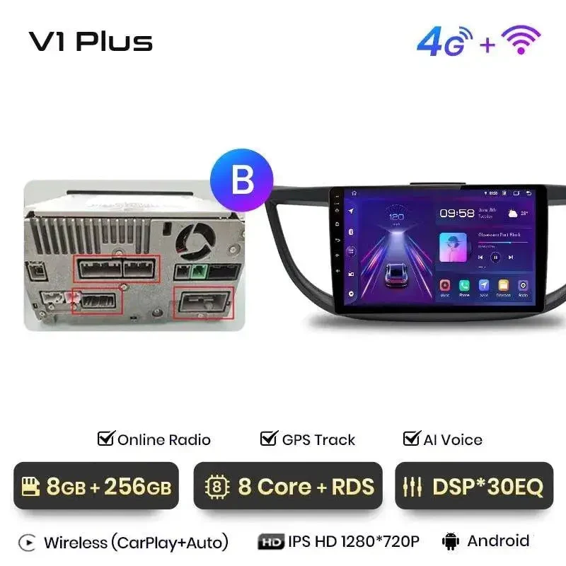 Radio Android do Honda CR-V IV (2012-2016) CarPlay Android Auto 4G WiFi GPS DSP