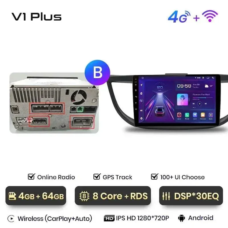 Radio Android do Honda CR-V IV (2012-2016) CarPlay Android Auto 4G WiFi GPS DSP