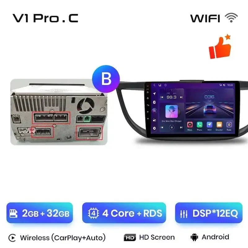 Radio Android do Honda CR-V IV (2012-2016) CarPlay Android Auto 4G WiFi GPS DSP