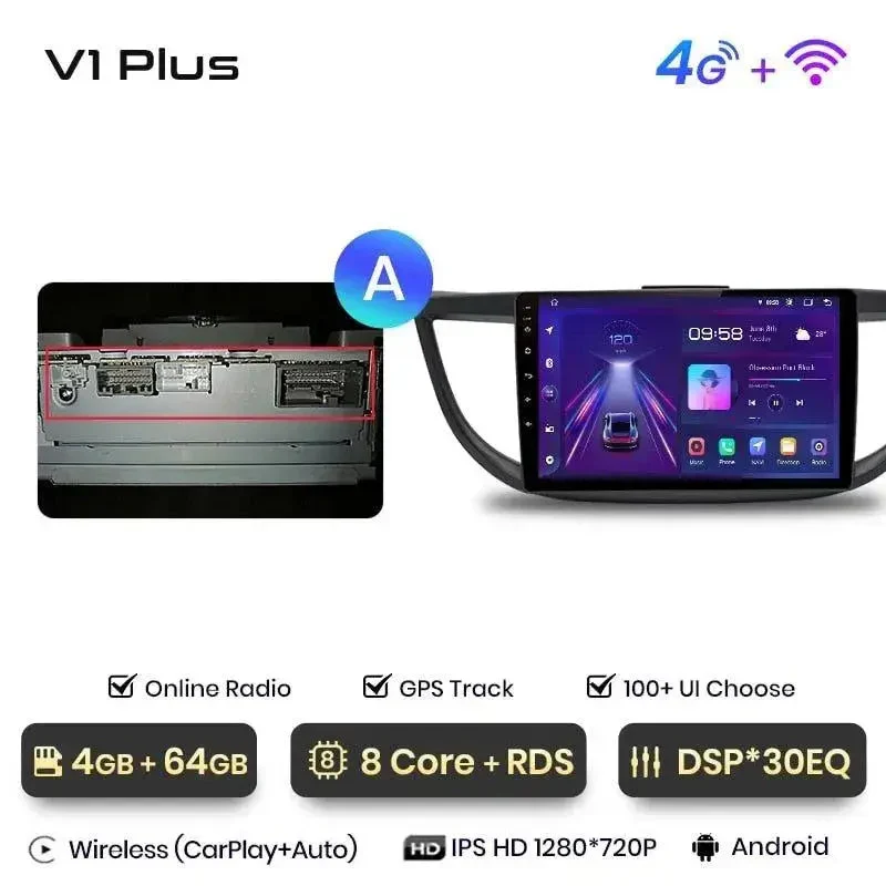Radio Android do Honda CR-V IV (2012-2016) CarPlay Android Auto 4G WiFi GPS DSP