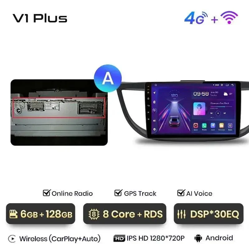 Radio Android do Honda CR-V IV (2012-2016) CarPlay Android Auto 4G WiFi GPS DSP