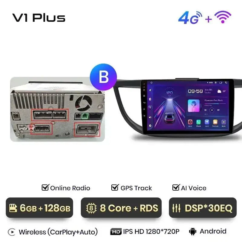 Radio Android do Honda CR-V IV (2012-2016) CarPlay Android Auto 4G WiFi GPS DSP