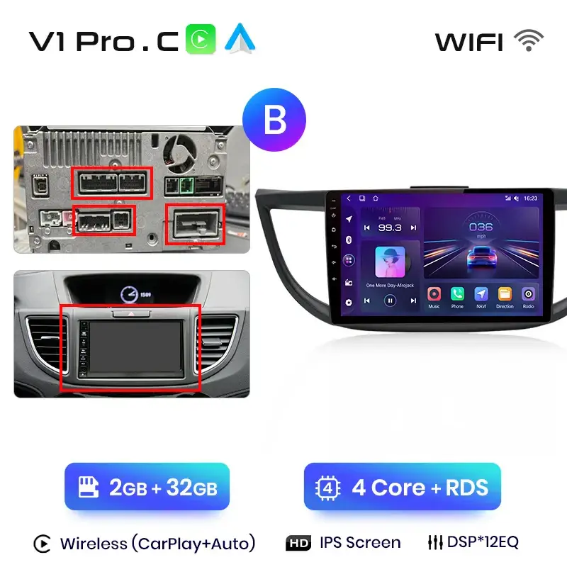 Radio Android do Honda CR-V IV (2012-2016) CarPlay Android Auto 4G WiFi GPS DSP