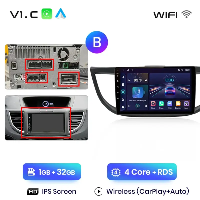 Radio Android do Honda CR-V IV (2012-2016) CarPlay Android Auto 4G WiFi GPS DSP