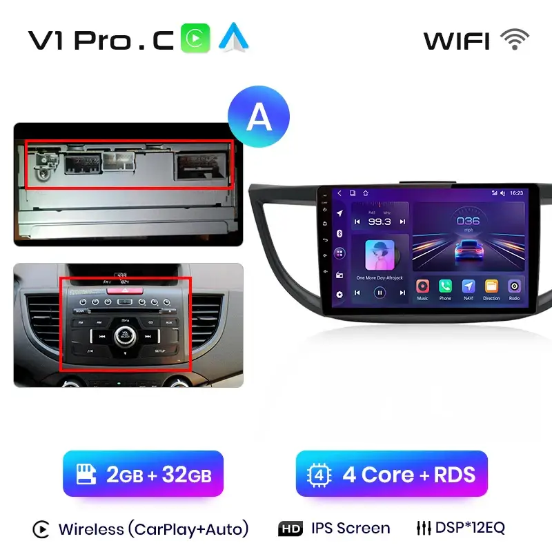 Radio Android do Honda CR-V IV (2012-2016) CarPlay Android Auto 4G WiFi GPS DSP