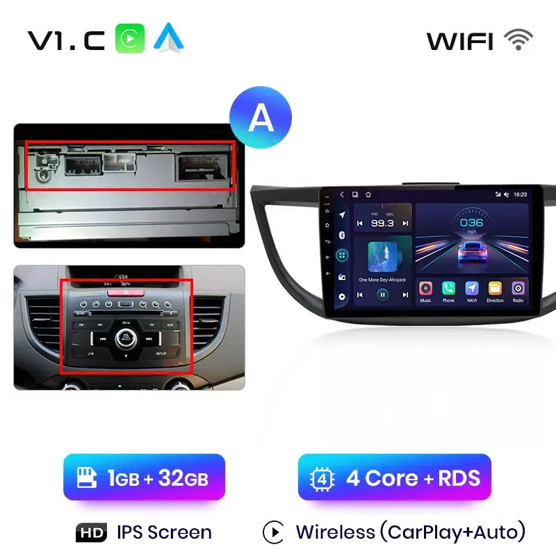 Radio Android do Honda CR-V IV (2012-2016) CarPlay Android Auto 4G WiFi GPS DSP