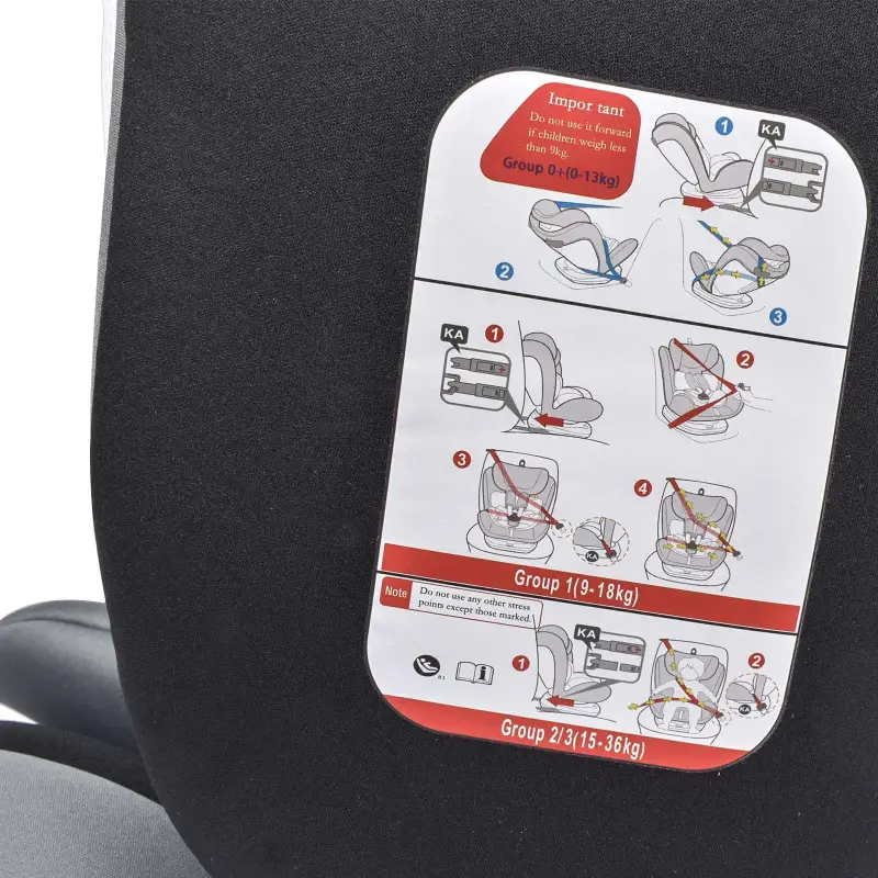 Fotelik Samochodowy KL005 360° Rotacyjny ECE ISOFIX 9-36 Kg