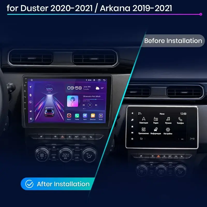 Radio Android do Renault Duster Dacia Duster Dacia Arkana (2019-2021) CarPlay Android Auto 4G WiFi GPS DSP