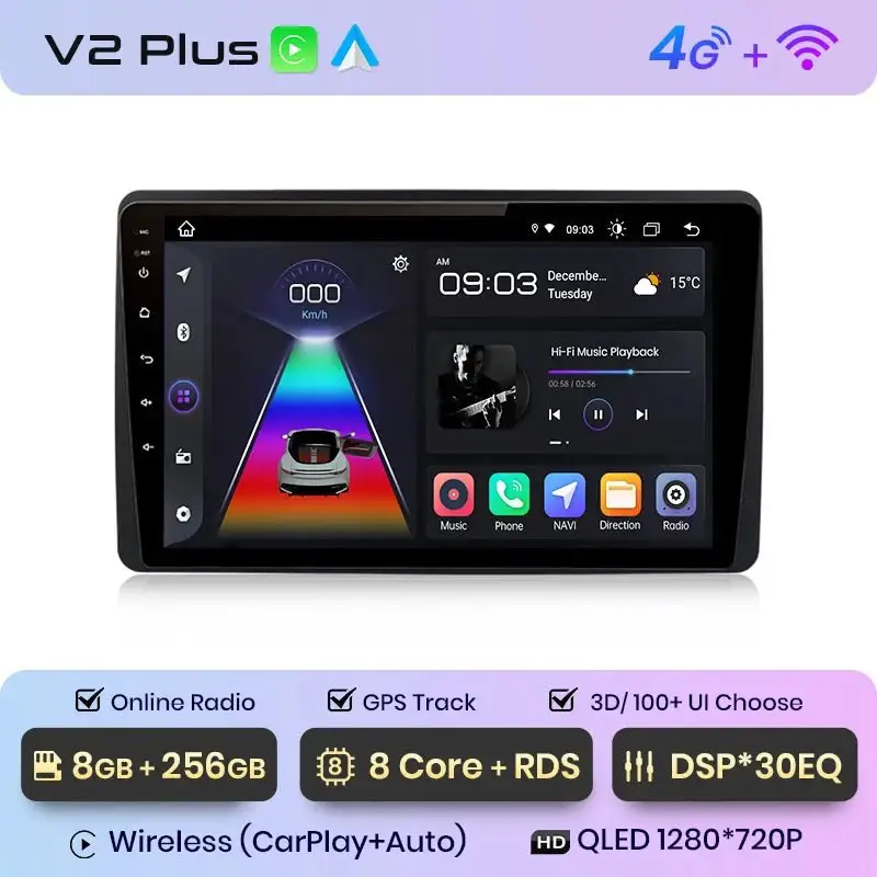 Radio Android do Renault Duster Dacia Duster Dacia Arkana (2019-2021) CarPlay Android Auto 4G WiFi GPS DSP