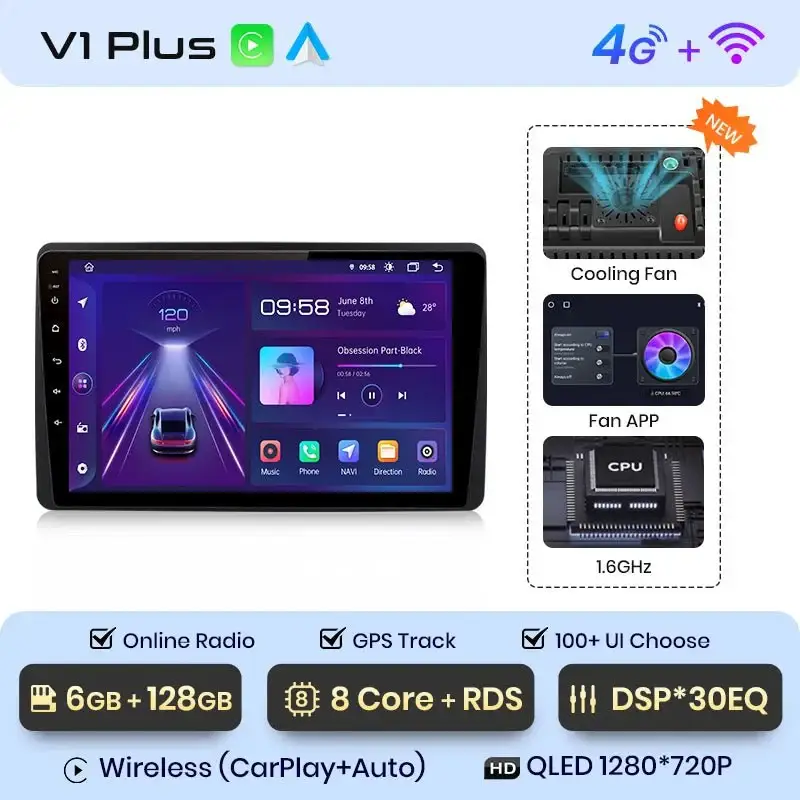 Radio Android do Renault Duster Dacia Duster Dacia Arkana (2019-2021) CarPlay Android Auto 4G WiFi GPS DSP
