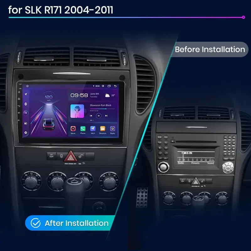 Radio Android do Mercedes-Benz SLK R171 (2004-2011) CarPlay Android Auto 4G WiFi GPS DSP