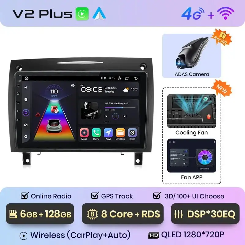 Radio Android do Mercedes-Benz SLK R171 (2004-2011) CarPlay Android Auto 4G WiFi GPS DSP