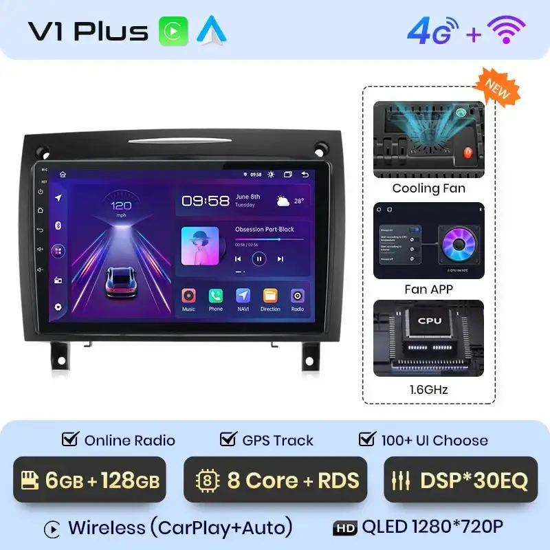 Radio Android do Mercedes-Benz SLK R171 (2004-2011) CarPlay Android Auto 4G WiFi GPS DSP