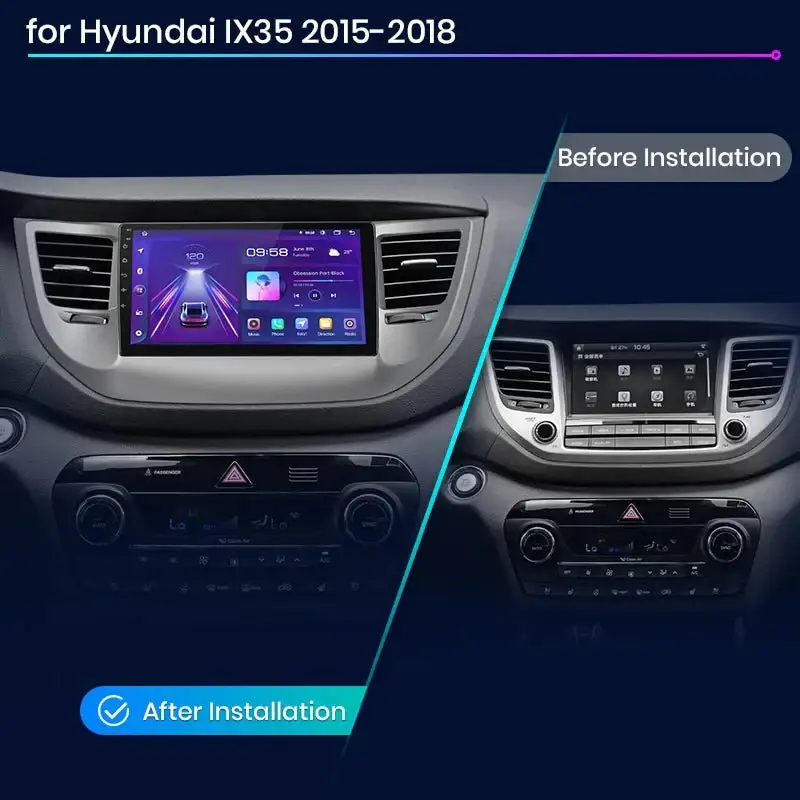 Radio Android do Hyundai ix35 Tucson (2015-2018) CarPlay Android Auto 4G WiFi GPS DSP
