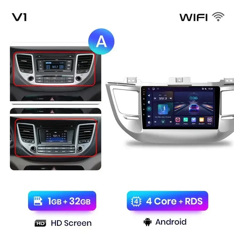 Radio Android do Hyundai ix35 Tucson (2015-2018) CarPlay Android Auto 4G WiFi GPS DSP