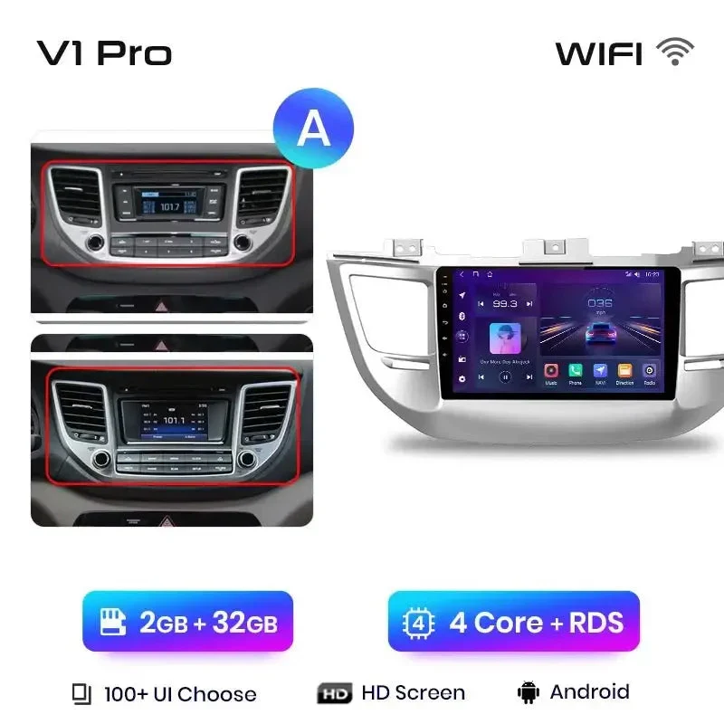 Radio Android do Hyundai ix35 Tucson (2015-2018) CarPlay Android Auto 4G WiFi GPS DSP