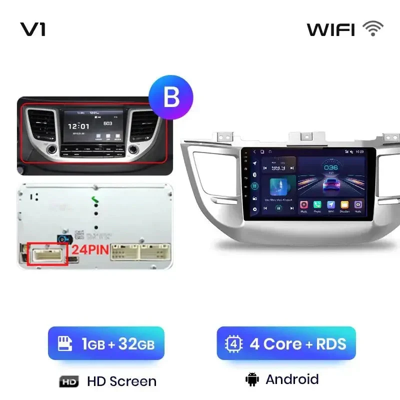 Radio Android do Hyundai ix35 Tucson (2015-2018) CarPlay Android Auto 4G WiFi GPS DSP