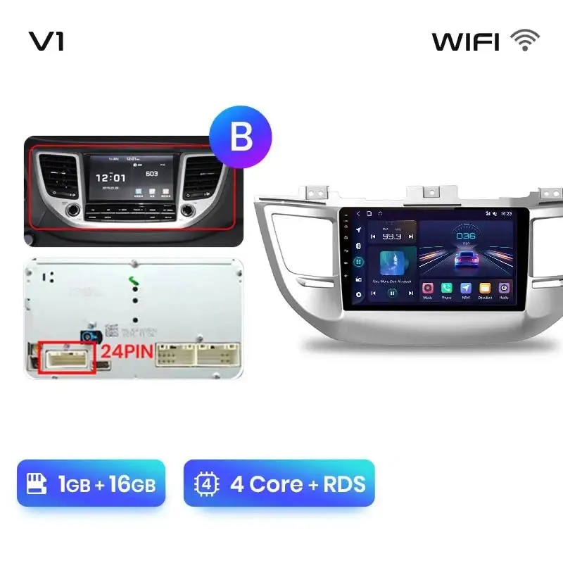 Radio Android do Hyundai ix35 Tucson (2015-2018) CarPlay Android Auto 4G WiFi GPS DSP