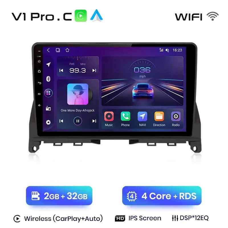 Radio Android do Mercedes-Benz C-Class W204 S204 (2006-2011) CarPlay Android Auto 4G WiFi GPS DSP